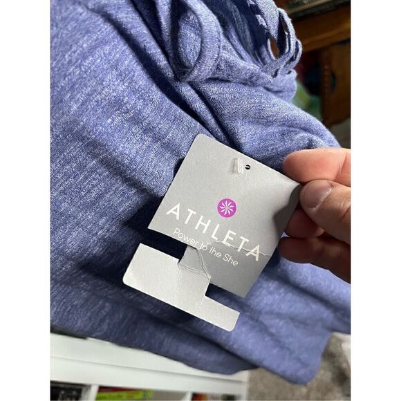 Athleta Heather Blue Scoop Neck Cut-Out Siro Mind Over Matter T-Shirt Small NWT - Picture 6 of 8